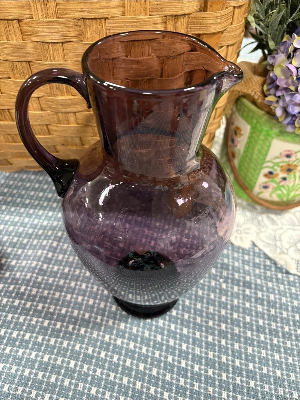 Vintage Amethyst Pitcher Vase Art